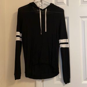 Athletic drop shoulder long sleeve with hood